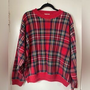 Vintage Northern Reflections Red Plaid Oversized Chunky Sweater L